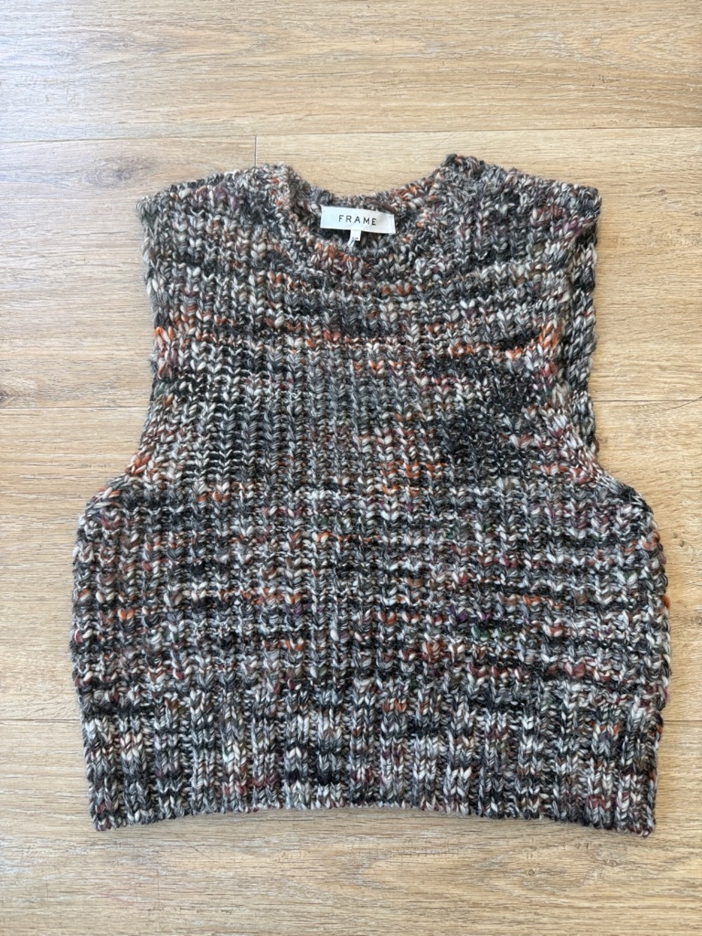 Frame Multicolor Knit Sleeveless Vest in Brown Cream & Black Tones S/P